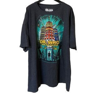 Doctor Who and The Daleks Men’s 2014 Gray Dalek Tardis Graphic Shirt Sz 3XL